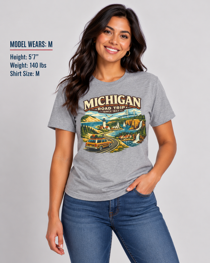 Michigan Road Trip Unisex Softstyle T Shirt State Pride Graphic Tee Collections FS03