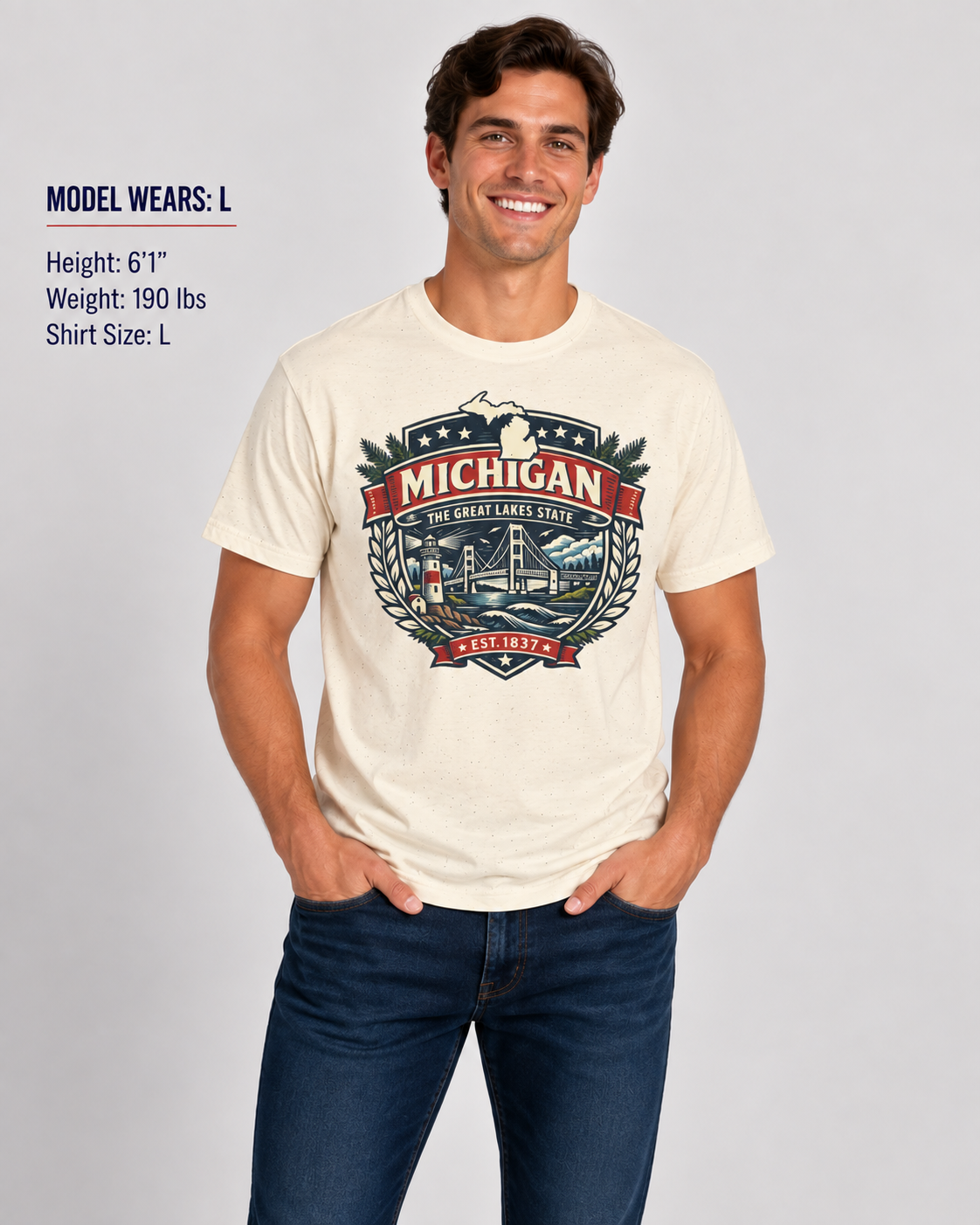 Michigan Heritage Badge Unisex Softstyle T Shirt State Pride Graphic Tee Collections FS03
