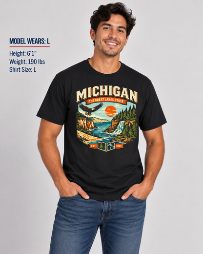 Michigan Great Lakes State Aventure Unisex Softstyle T Shirt State Pride Graphic Tee Collections FS03
