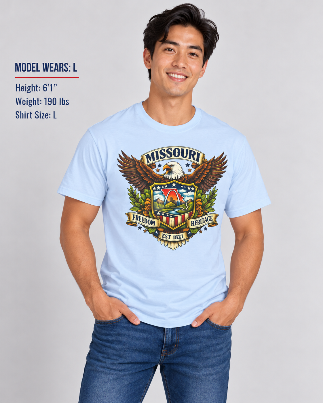 Missouri Americana Eagle Unisex Softstyle T Shirt State Pride Graphic Tee Collections FS03