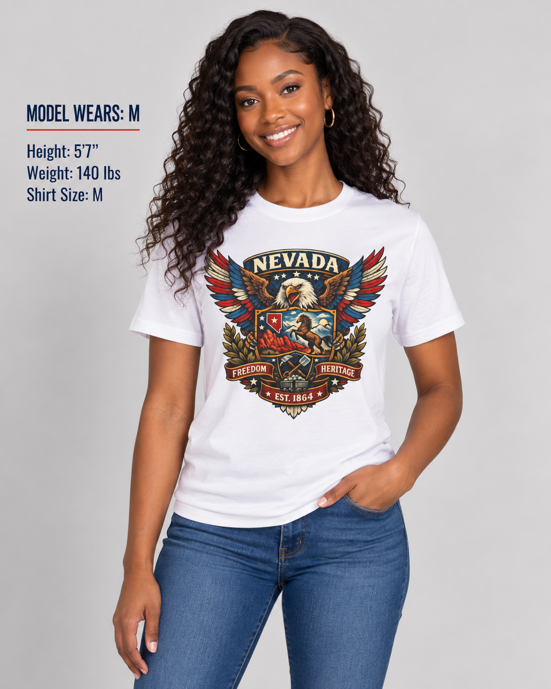 Nevada Americana Eagle Unisex Softstyle T Shirt State Pride Graphic Tee Collections FS03