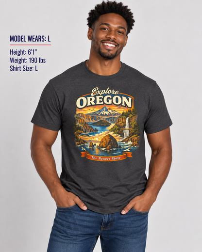 Explore Oregon Unisex Softstyle T Shirt State Pride Graphic Tee Collections FS03