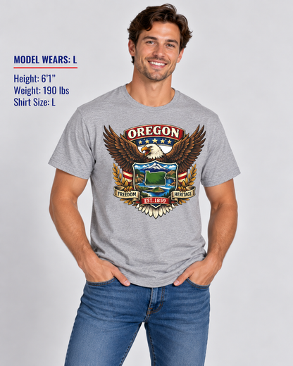 Oregon Americana Eagle Unisex Softstyle T Shirt State Pride Graphic Tee Collections FS03