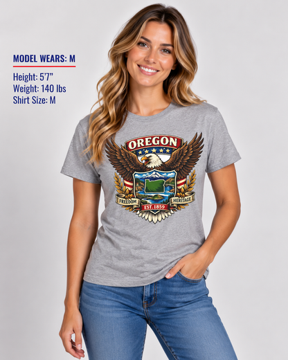 Oregon Americana Eagle Unisex Softstyle T Shirt State Pride Graphic Tee Collections FS03
