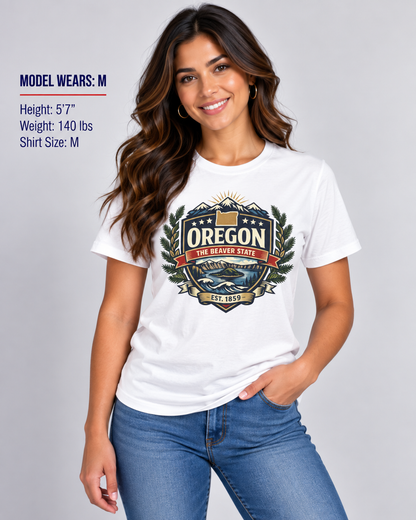 Oregon Heritage Badge Unisex Softstyle T Shirt State Pride Graphic Tee Collections FS03