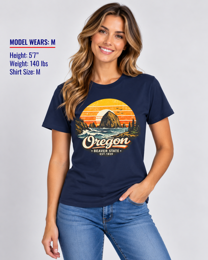 Oregon Pacific Sunset Unisex Softstyle T Shirt State Pride Graphic Tee Collections FS03