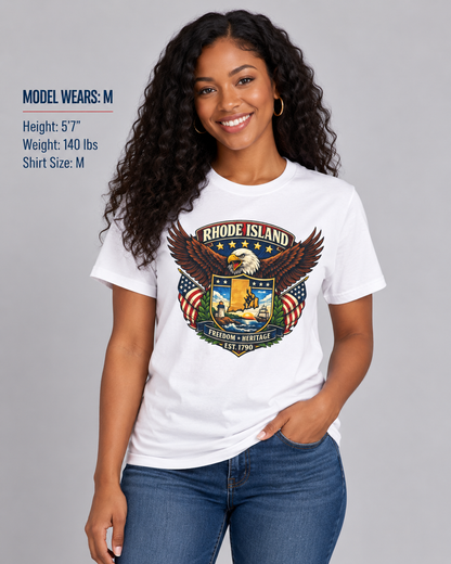 Rhode Island Americana Eagle Unisex Softstyle T Shirt State Pride Graphic Tee Collections FS03