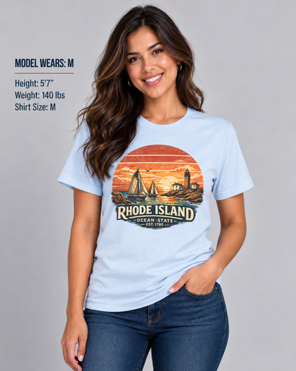 Rhode Island Coastal Sunset Unisex Softstyle T Shirt State Pride Graphic Tee Collections FS03
