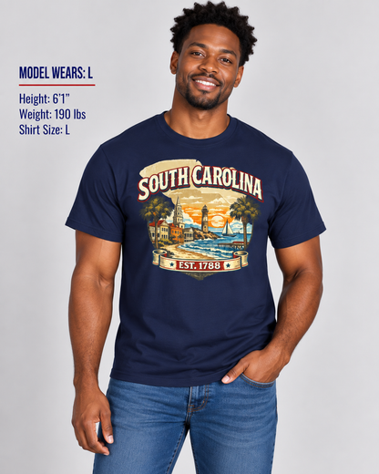 Vintage South Carolina Heritage Unisex Softstyle T Shirt State Pride Graphic Tee Collections FS03