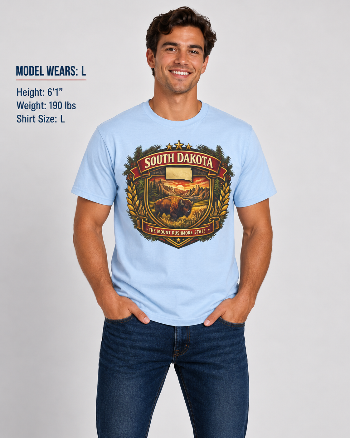 South Dakota Heritage Badge Unisex Softstyle T Shirt State Pride Graphic Tee Collections FS03