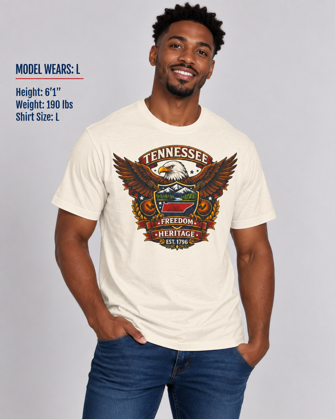 Tennessee Americana Eagle Unisex Softstyle T Shirt State Pride Graphic Tee Collections FS03