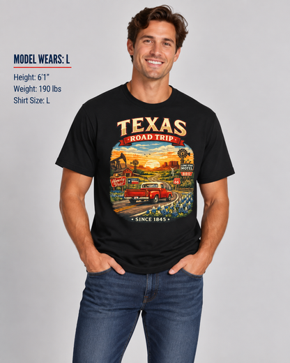 Texas Roadtrip Unisex Softstyle T Shirt State Pride Graphic Tee Collections FS03