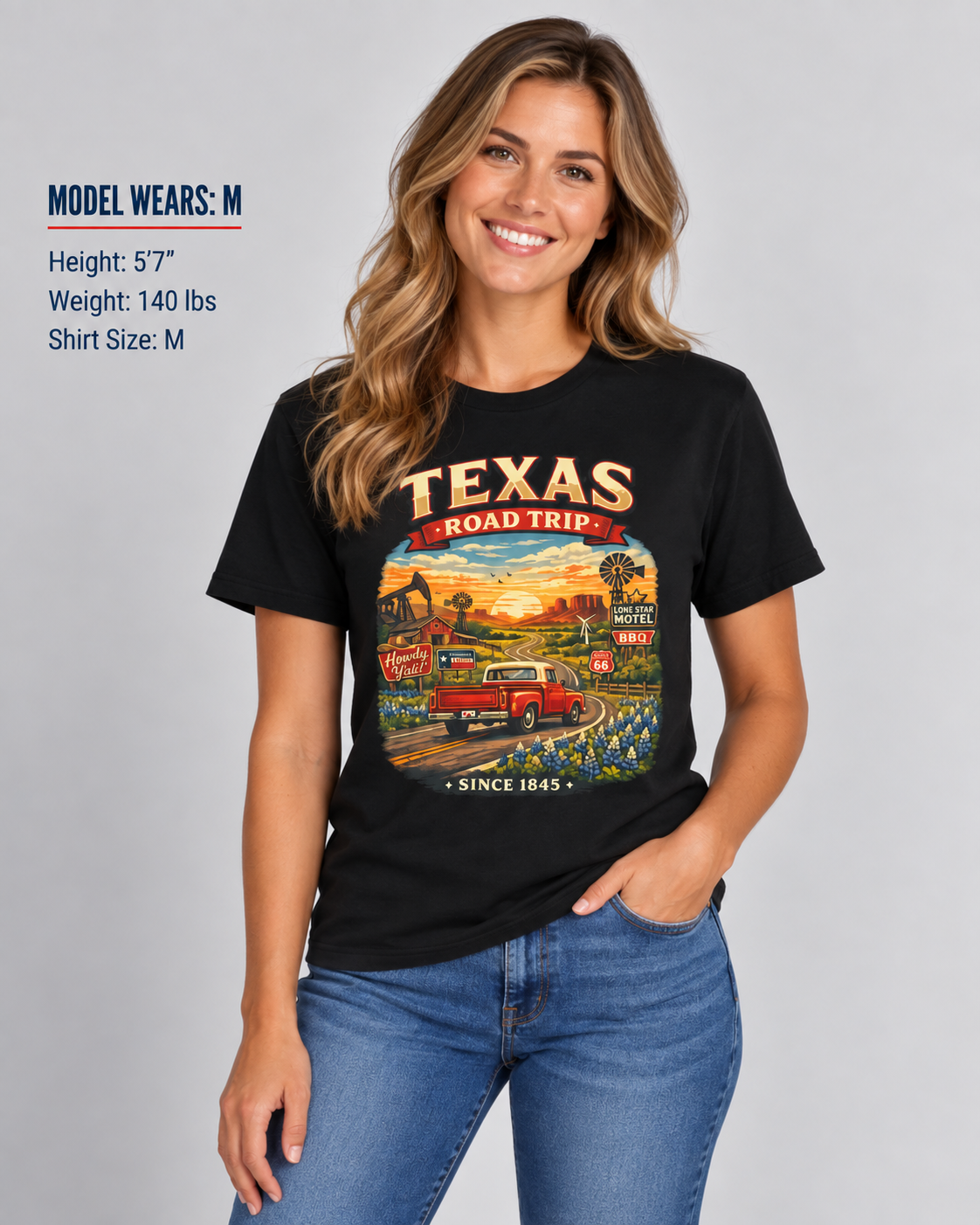 Texas Roadtrip Unisex Softstyle T Shirt State Pride Graphic Tee Collections FS03