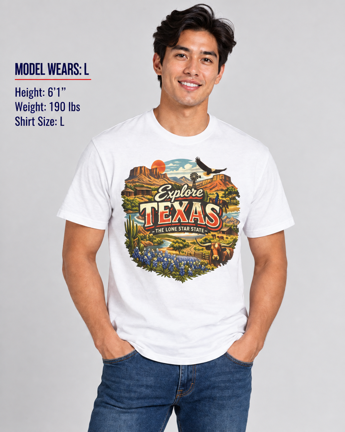 Explore Texas Unisex Softstyle T Shirt State Pride Graphic Tee Collections FS03
