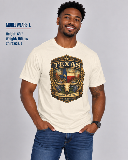 Texas Heritage Badge Unisex Softstyle T Shirt State Pride Graphic Tee Collections FS03