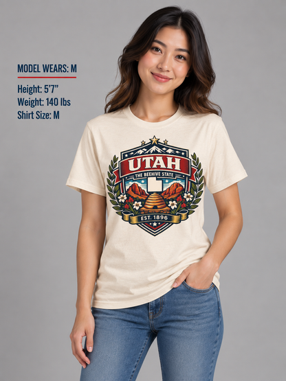 Utah Heritage Badge Unisex Softstyle T Shirt State Pride Graphic Tee Collections FS03