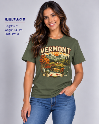 Vintage Vermont Heritage Unisex Softstyle T Shirt State Pride Graphic Tee Collections FS03