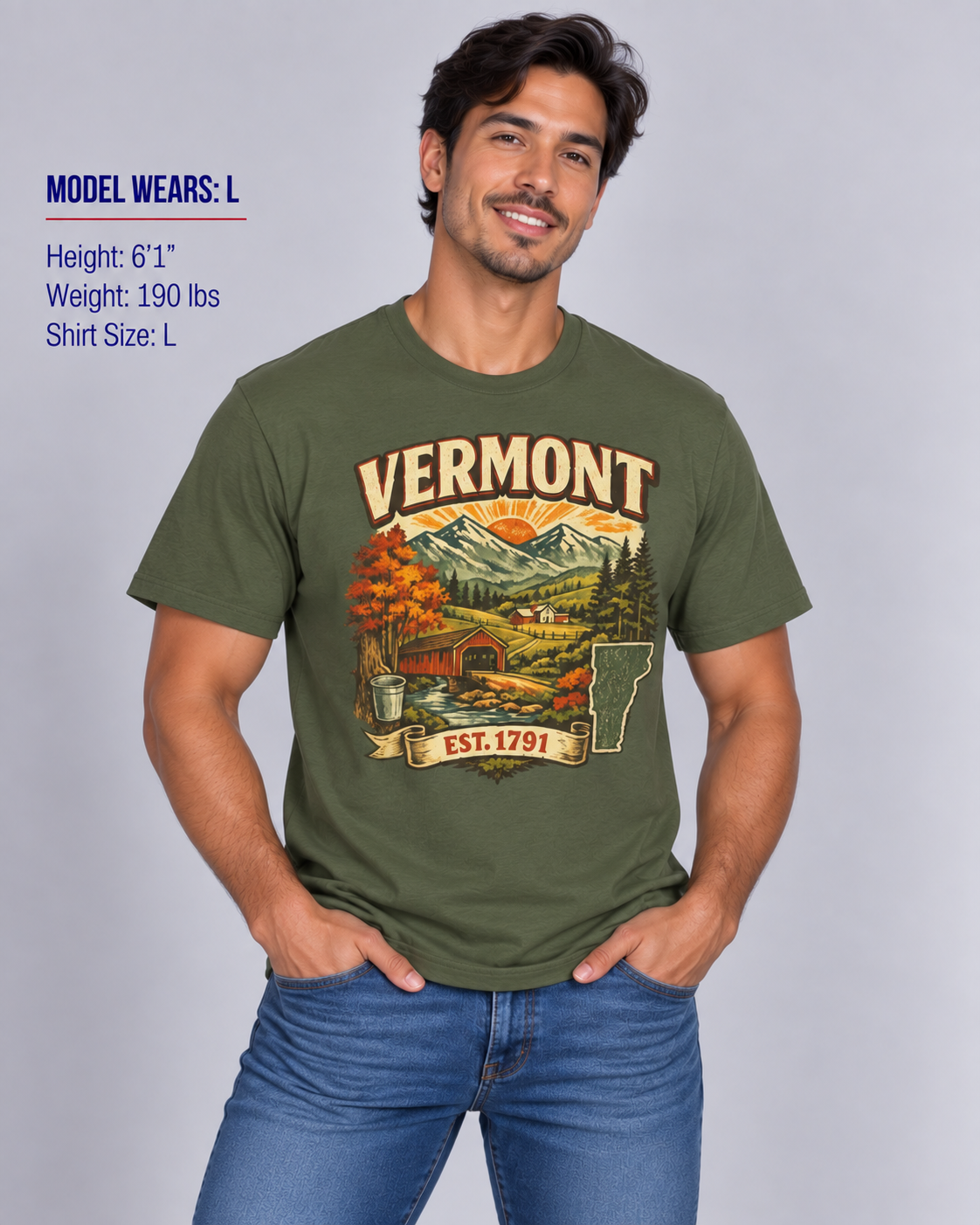 Vintage Vermont Heritage Unisex Softstyle T Shirt State Pride Graphic Tee Collections FS03