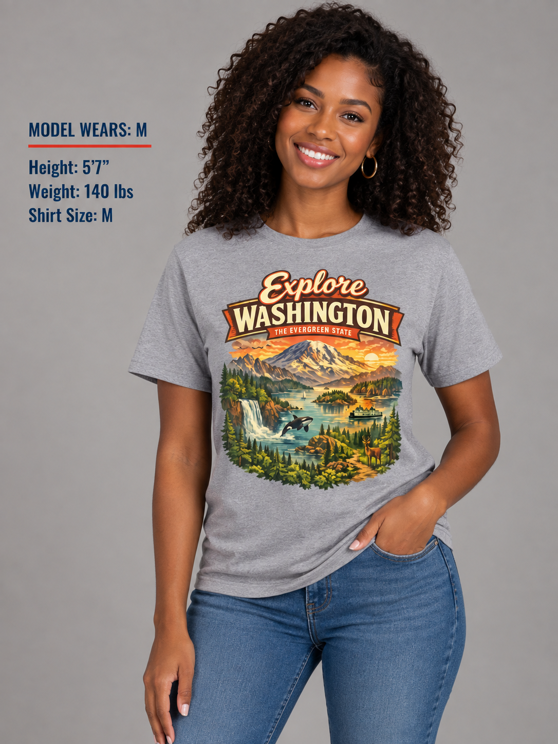 Explore Washington Unisex Softstyle T Shirt State Pride Graphic Tee Collections FS03