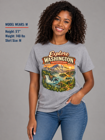 Explore Washington Unisex Softstyle T Shirt State Pride Graphic Tee Collections FS03