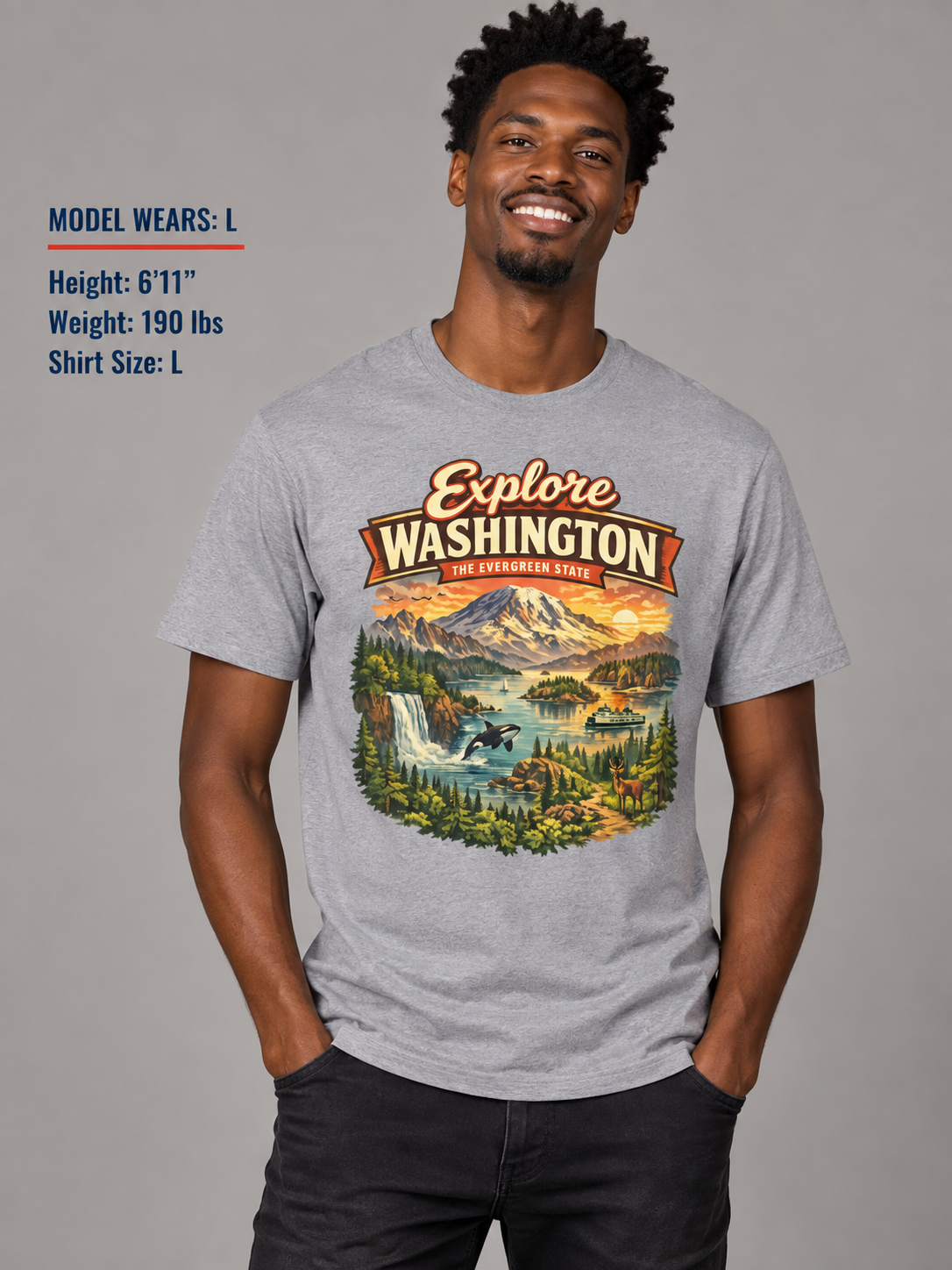 Explore Washington Unisex Softstyle T Shirt State Pride Graphic Tee Collections FS03