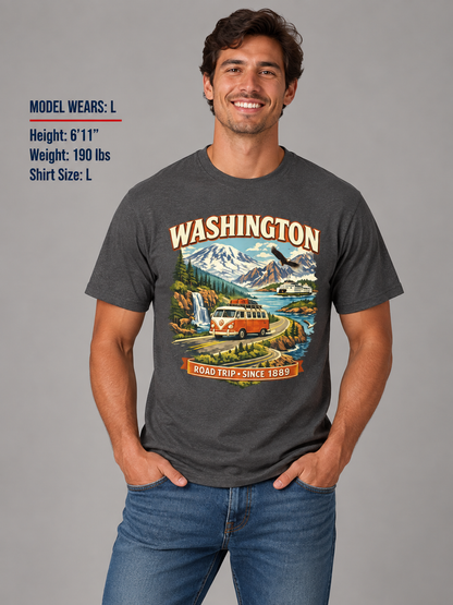 Washington Roadtrip Unisex Softstyle T Shirt State Pride Graphic Tee Collections FS03