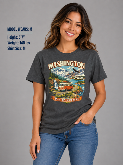 Washington Roadtrip Unisex Softstyle T Shirt State Pride Graphic Tee Collections FS03