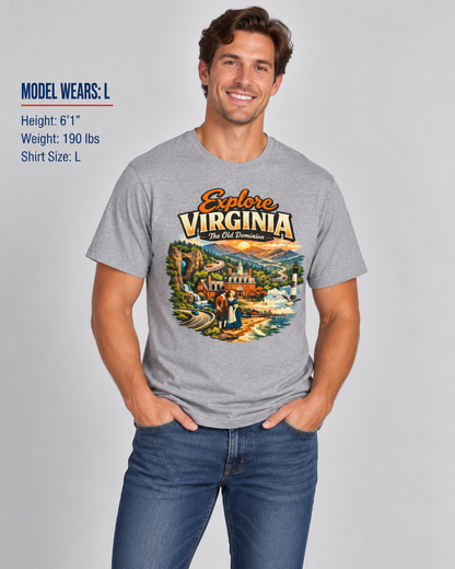 Explore Virginia Unisex Softstyle T Shirt State Pride Graphic Tee Collections FS03