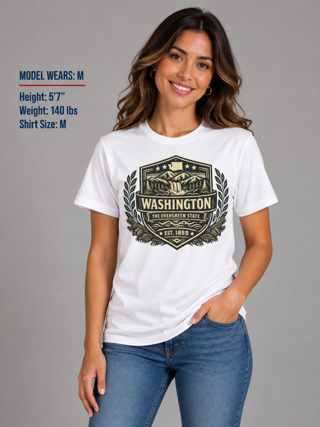 Washington Heritage Badge Unisex Softstyle T Shirt State Pride Graphic Tee Collections FS03
