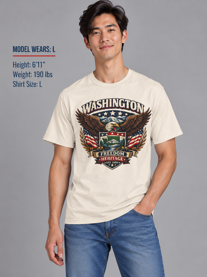 Washington Americana Eagle Unisex Softstyle T Shirt State Pride Graphic Tee Collections FS03