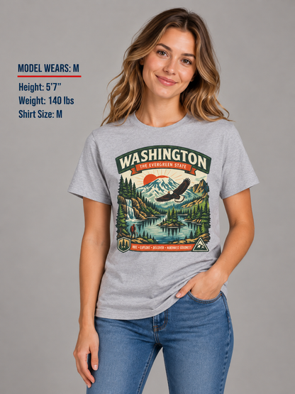 Washington Evergreen State Adventure Unisex Softstyle T Shirt State Pride Graphic Tee Collections FS03