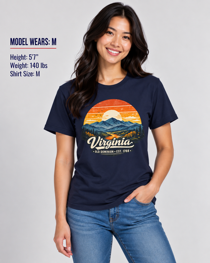 Virginia Mountain Sunset Unisex Softstyle T Shirt State Pride Graphic Tee Collections FS03