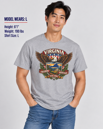 Virginia Americana Eagle Unisex Softstyle T Shirt State Pride Graphic Tee Collections FS03