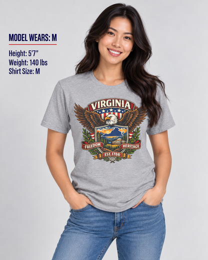 Virginia Americana Eagle Unisex Softstyle T Shirt State Pride Graphic Tee Collections FS03