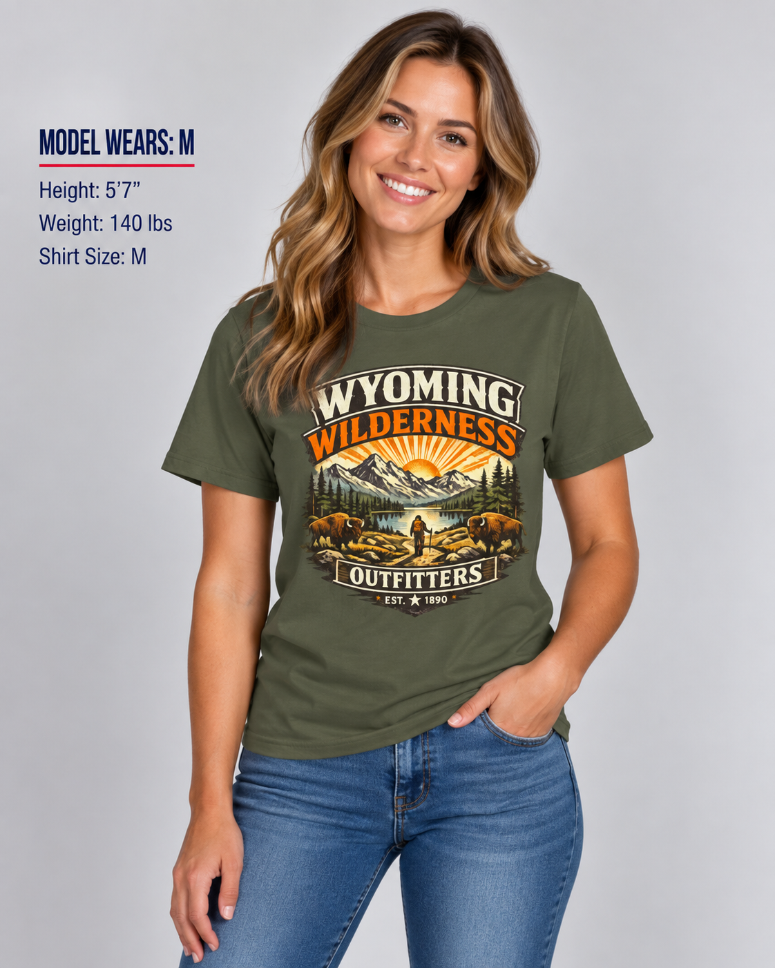 Wyoming Wilderness Outfitters Unisex Softstyle T Shirt State Pride Graphic Tee Collections FS03
