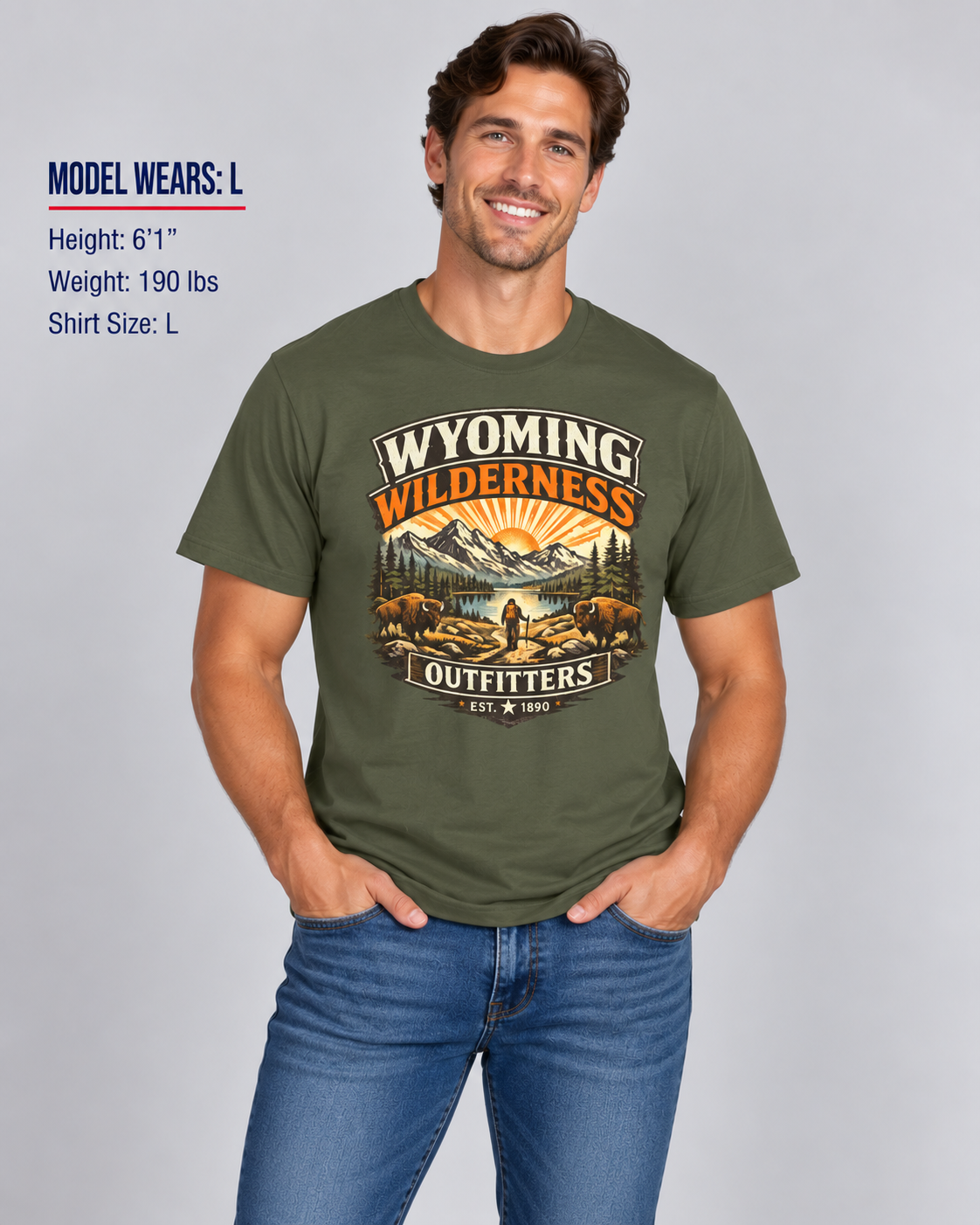 Wyoming Wilderness Outfitters Unisex Softstyle T Shirt State Pride Graphic Tee Collections FS03