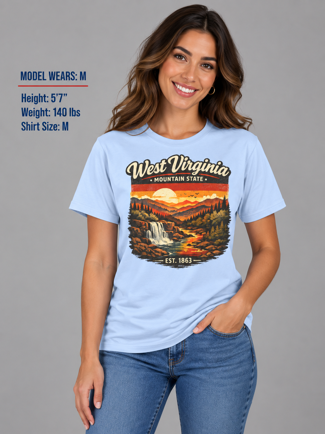 West Virginia Mountain Sunset Unisex Softstyle T Shirt State Pride Graphic Tee Collections FS03