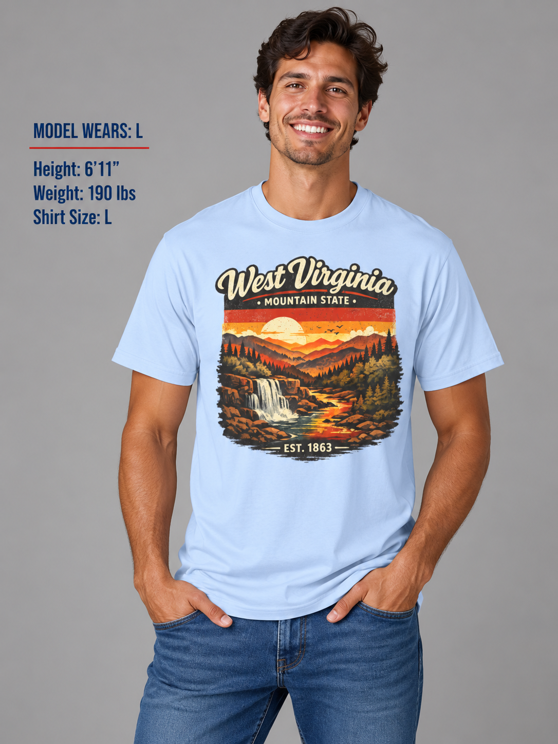 West Virginia Mountain Sunset Unisex Softstyle T Shirt State Pride Graphic Tee Collections FS03