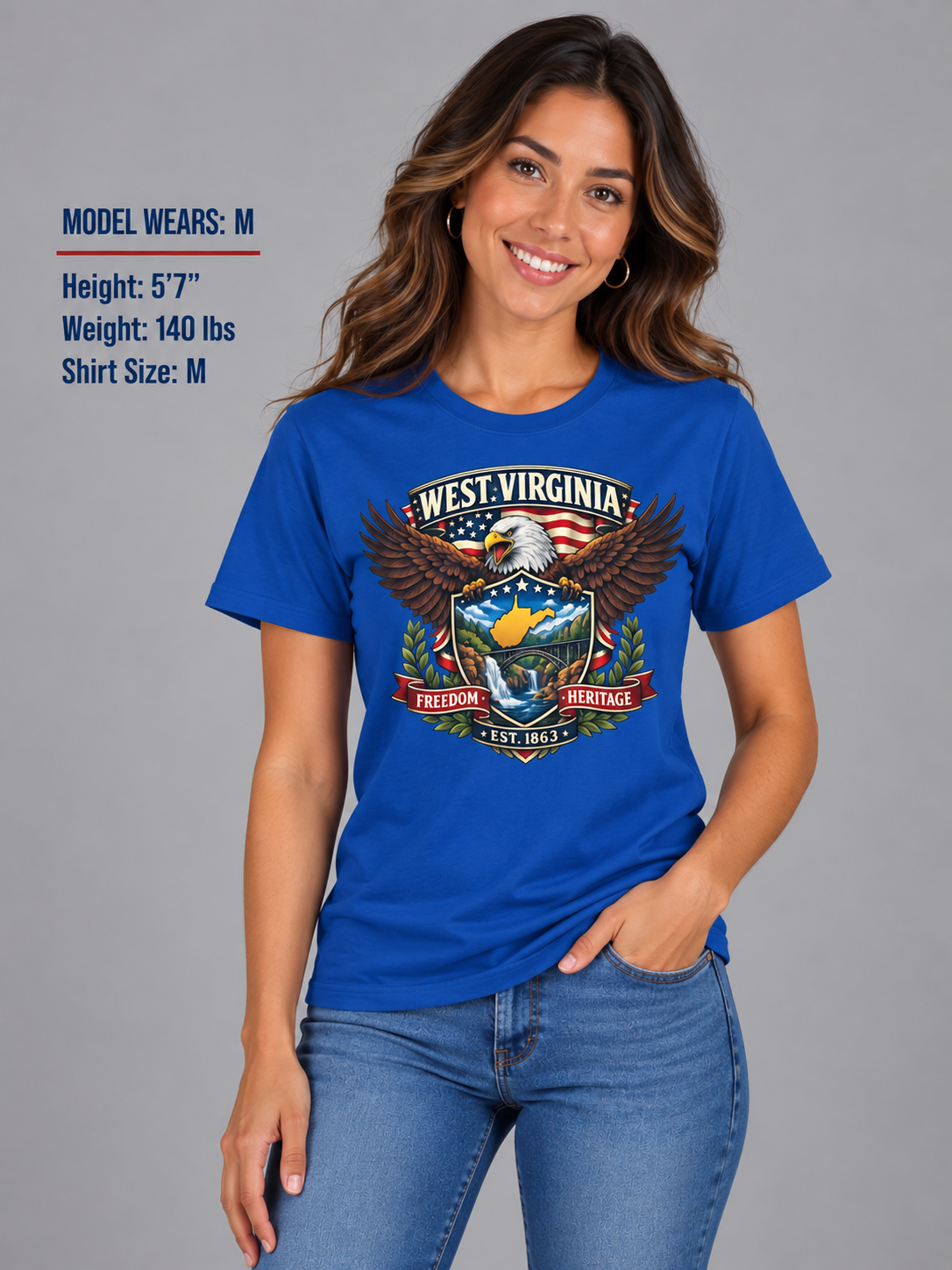 West Virginia Americana Eagle Unisex Softstyle T Shirt State Pride Graphic Tee Collections FS03