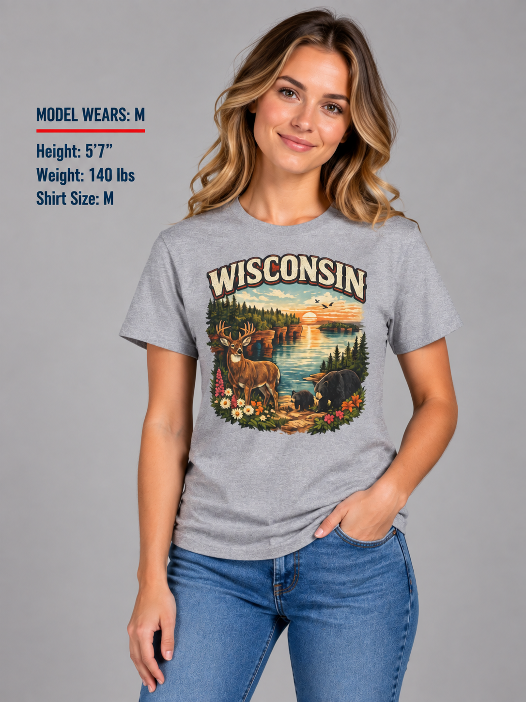 Wisconsin Wildlife Unisex Softstyle T Shirt State Pride Graphic Tee Collections FS03