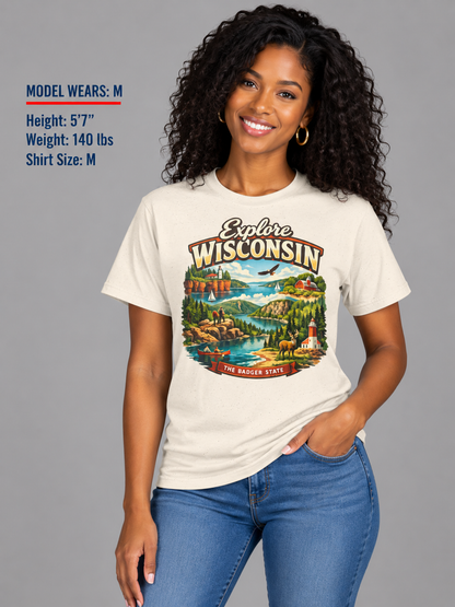 Explore Wisconsin Unisex Softstyle T Shirt State Pride Graphic Tee Collections FS03