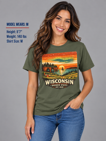 Wisconsin Lakeside Sunset Unisex Softstyle T Shirt State Pride Graphic Tee Collections FS03