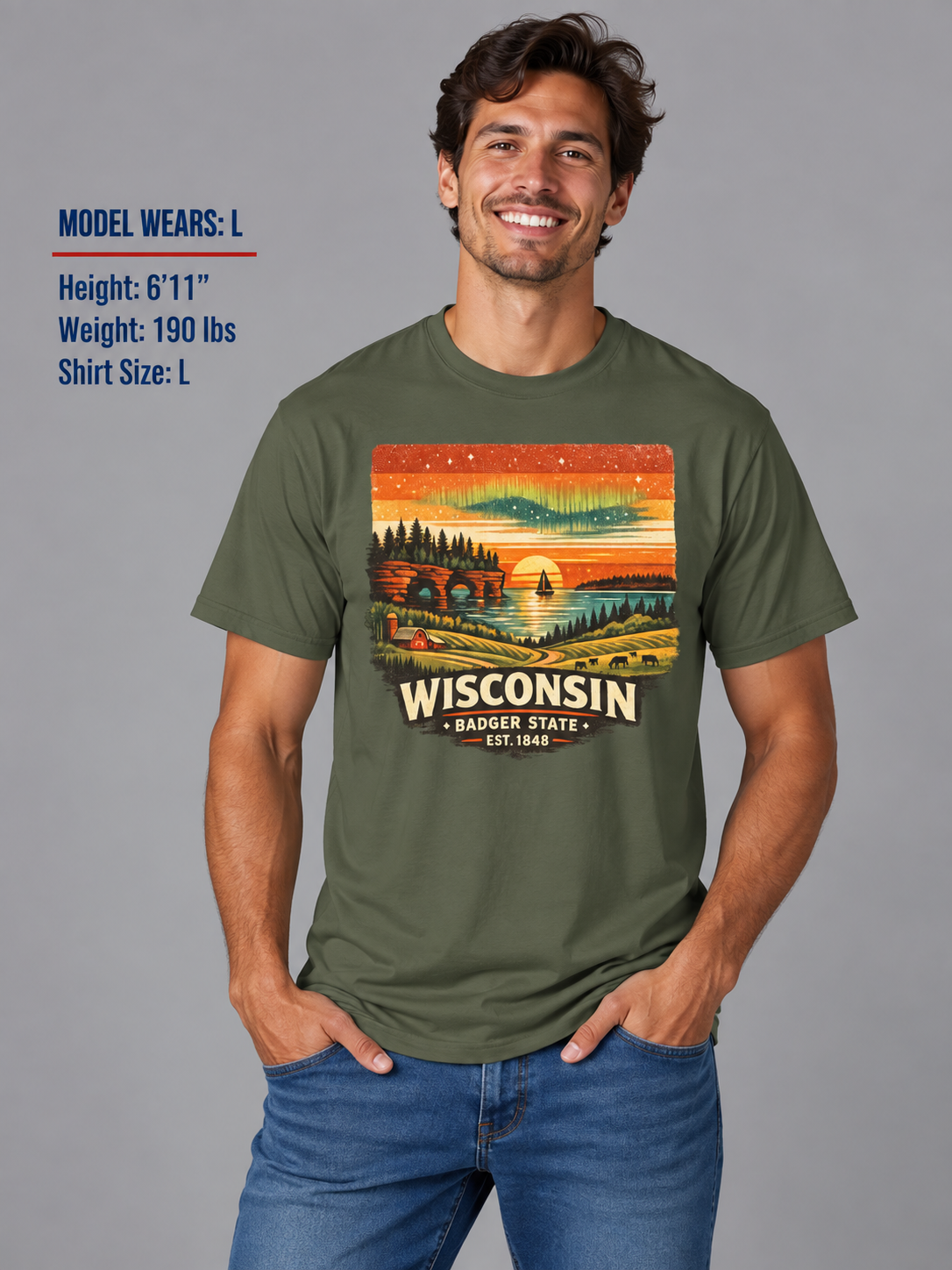 Wisconsin Lakeside Sunset Unisex Softstyle T Shirt State Pride Graphic Tee Collections FS03