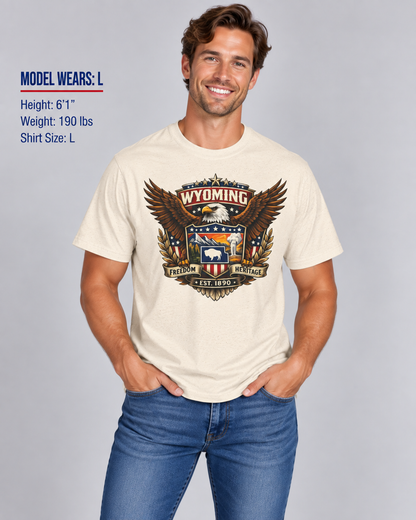 Wyoming Americana Eagle Unisex Softstyle T Shirt State Pride Graphic Tee Collections FS03