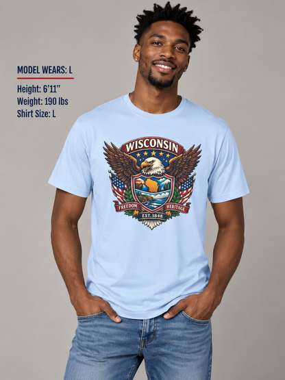 Wisconsin Americana Eagle Unisex Softstyle T Shirt State Pride Graphic Tee Collections FS03