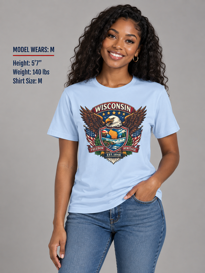 Wisconsin Americana Eagle Unisex Softstyle T Shirt State Pride Graphic Tee Collections FS03