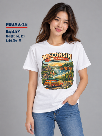 Wisconsin Road Trip Unisex Softstyle T Shirt State Pride Graphic Tee Collections FS03
