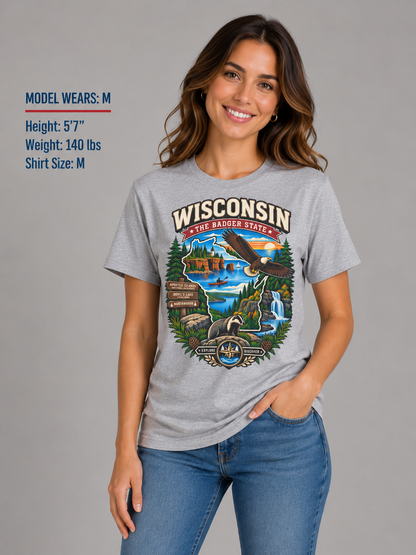 Wisconsin Badger State Adventure Unisex Softstyle T Shirt State Pride Graphic Tee Collections FS03
