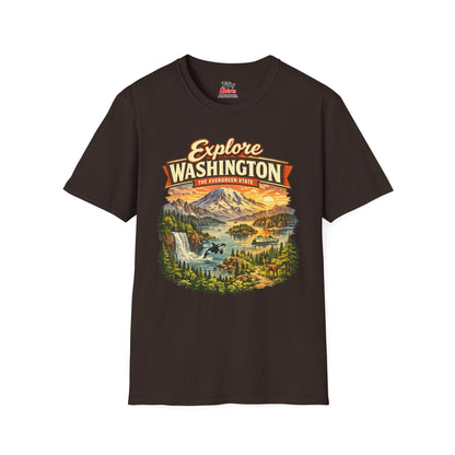 Explore Washington Unisex Softstyle T Shirt State Pride Graphic Tee Collections FS03