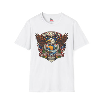 Wisconsin Americana Eagle Unisex Softstyle T Shirt State Pride Graphic Tee Collections FS03